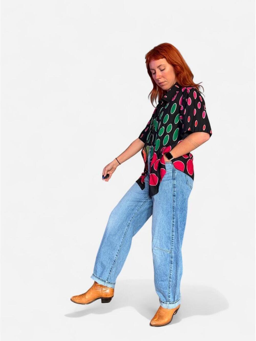 American Vintage Women's Blue and Black Blous